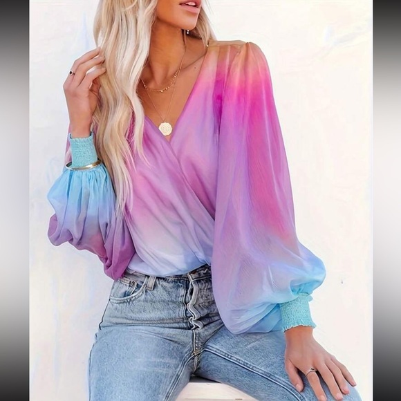 Luxe vibrant Ombre Blouse - Picture 1 of 4